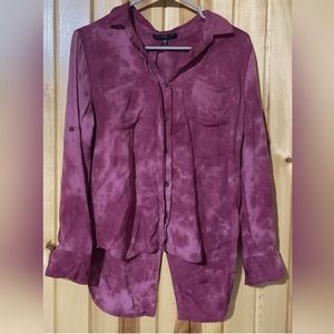 Velvet 🤍 Heart button blouse burgundy color size Small pre-owned